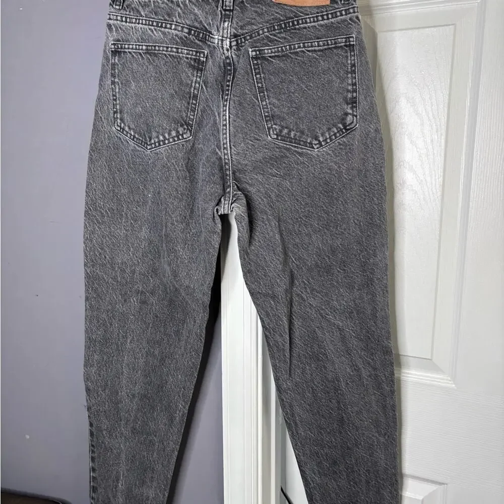 Zara Black Faded Wash High Waisted Straight Leg Jeans 4